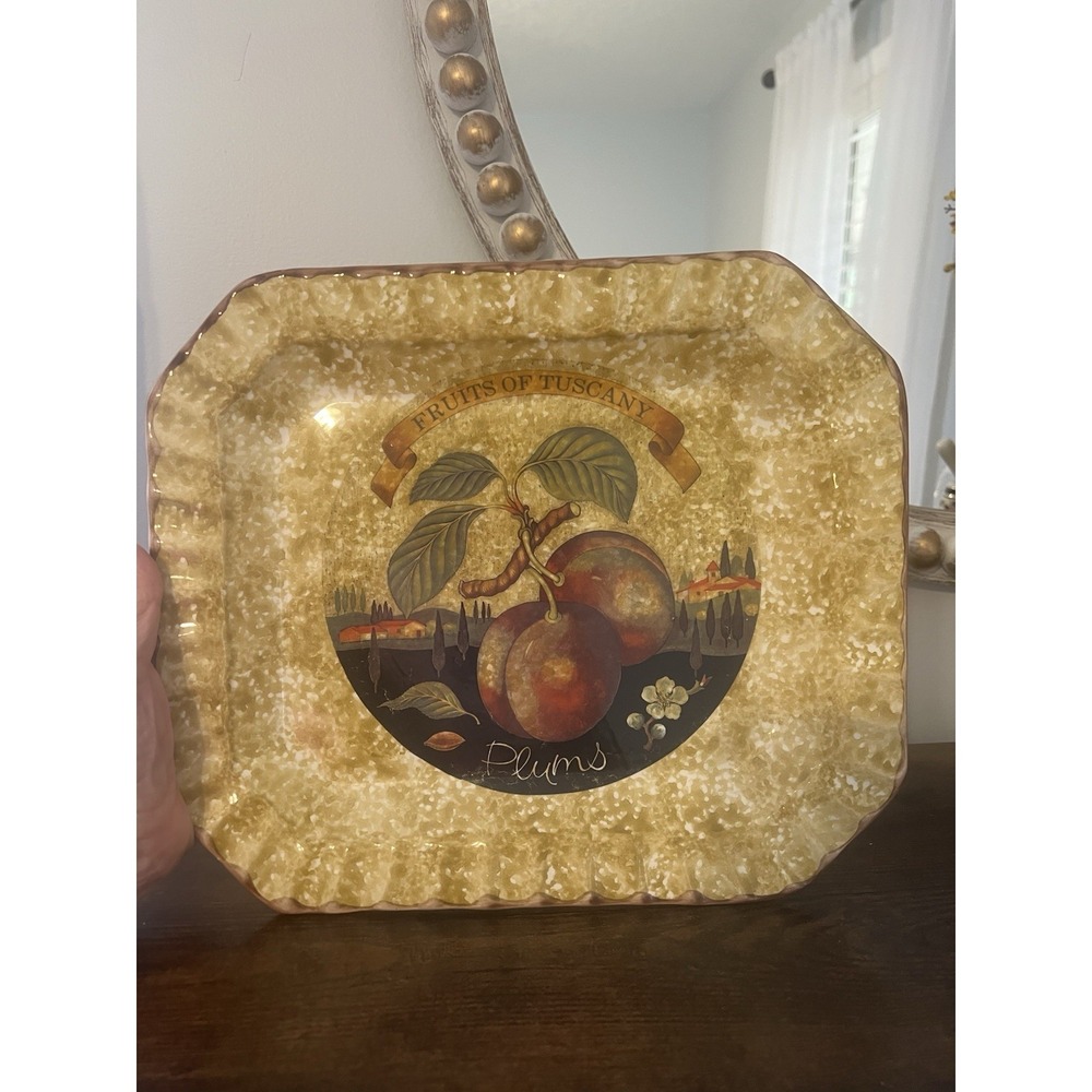 Ceramica Due Torri Italian Plum Platter Fruits of Tuscany Serving Tray‎ Italy